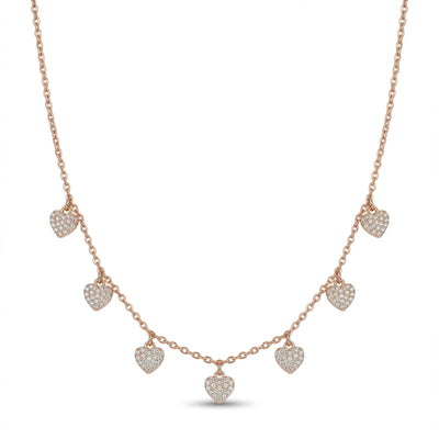 Silvme Pure 925 Sterling Silver Rose Gold Heart Dangle Pendant Necklace for Women & Girls