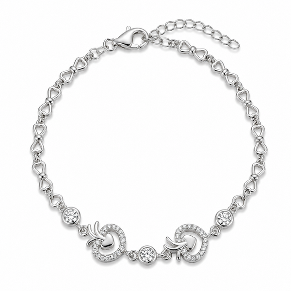 Silvme 925 Sterling Silver Circle Link CZ Bracelet for Women | Elegant Studded Charm Adjustable Bracelet