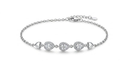 Silvme 925 Sterling Silver Heart Charm CZ Bracelet for Women & Girls | Elegant Adjustable Bracelet