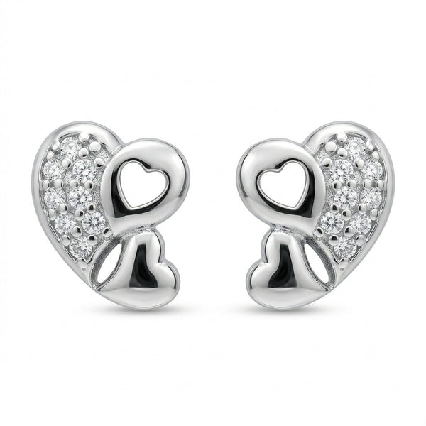 Silvme Pure 925 Sterling Silver Double Heart Earring for Women & Girls