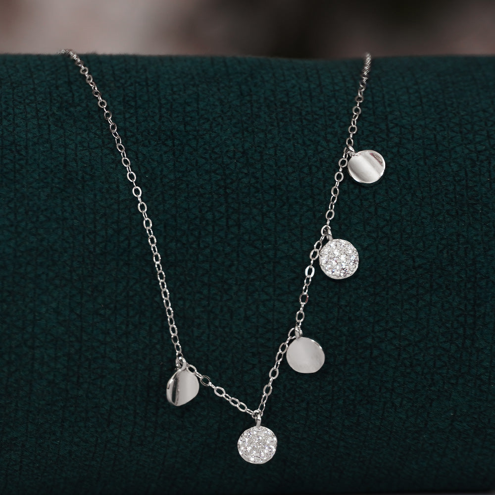 Silvme Pure 925 Sterling Silver Multi Disc Pendant Necklace for Women & Girls