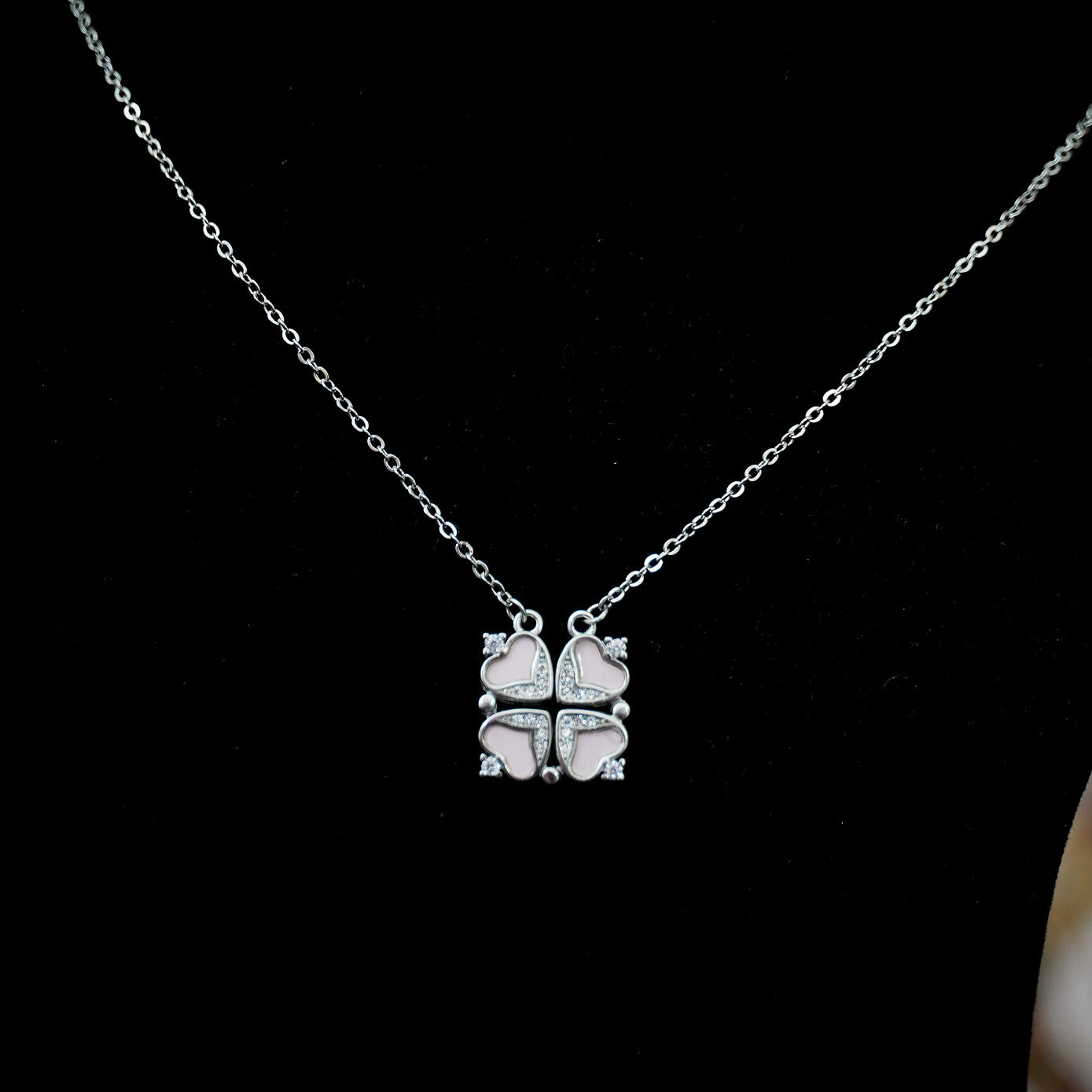 Silvme Pure 925 Sterling Silver Clover Heart Pendant Necklace for Women & Girls