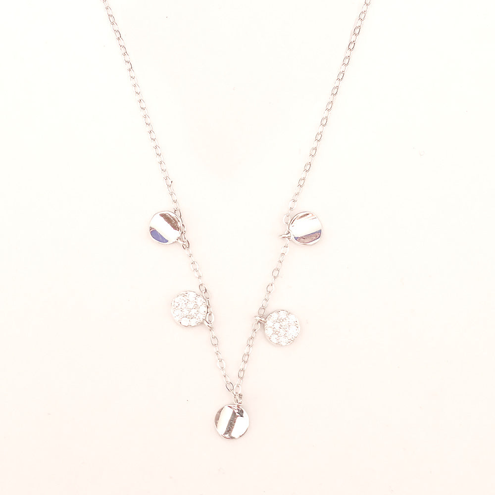 Silvme Pure 925 Sterling Silver Multi Disc Pendant Necklace for Women & Girls