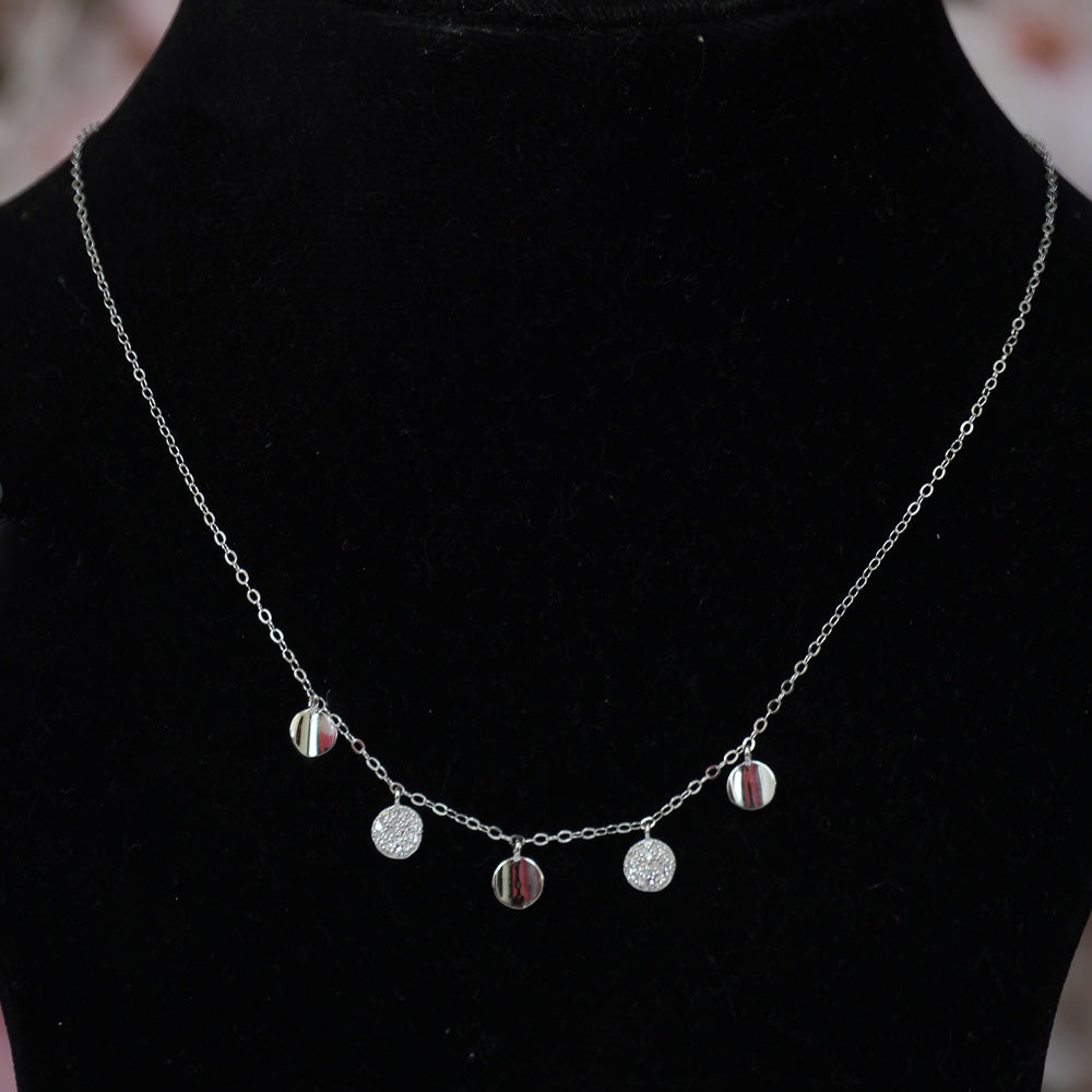 Silvme Pure 925 Sterling Silver Multi Disc Pendant Necklace for Women & Girls