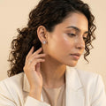 Open Heart Stone-Set Stud Earrings, additional product view 3