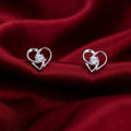 Open Heart Stone-Set Stud Earrings, additional product view 5
