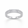 Silvme Criss-Cross Lattice 925 sterling silver ring for women — top view