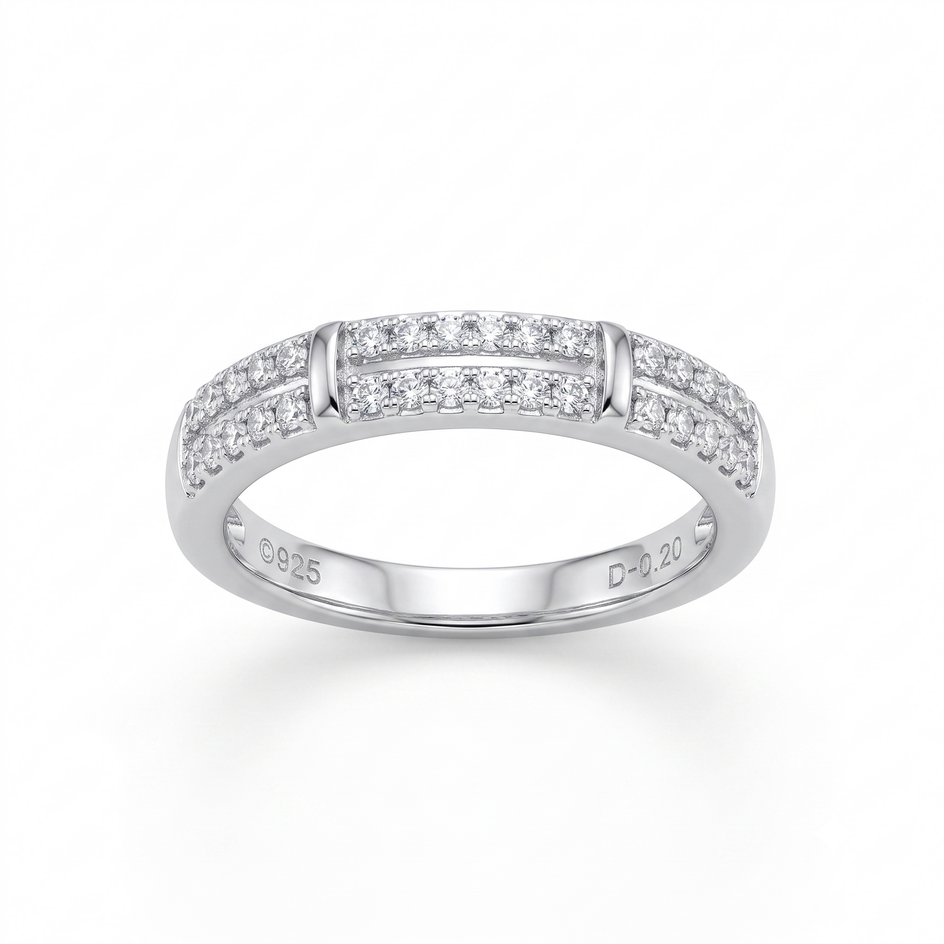 Silvme Criss-Cross Lattice 925 sterling silver ring for women — top view