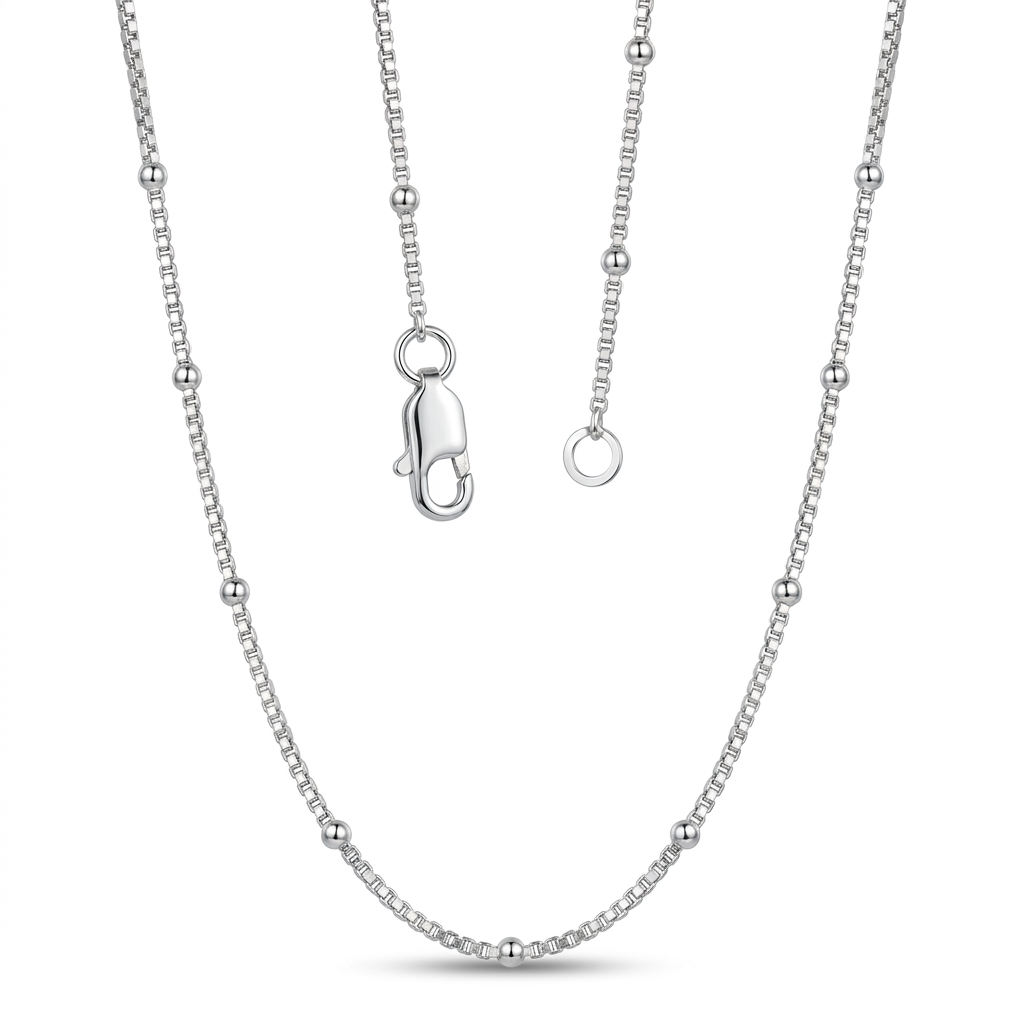 Sterling silver box link chain by Silvme, made for women and men, close to 4.68 g in weight