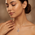 Silvme Festive Pendant Necklace Diwali Gift in 925 silver, styled for Diwali festive wear for women