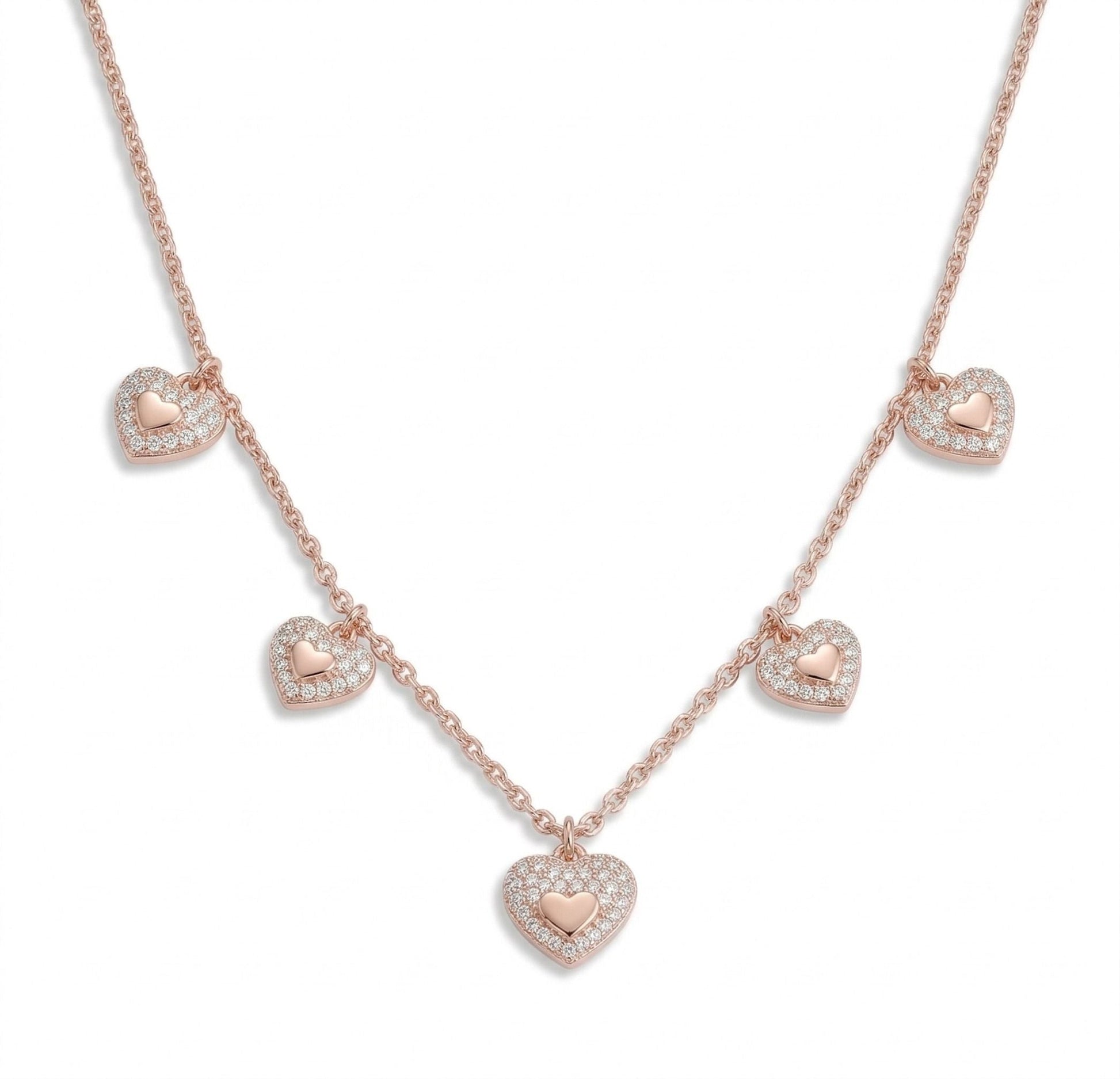 925 sterling silver Rose Gold Heart Pendant Necklace by Silvme, rose gold finish, an elegant accessory for her