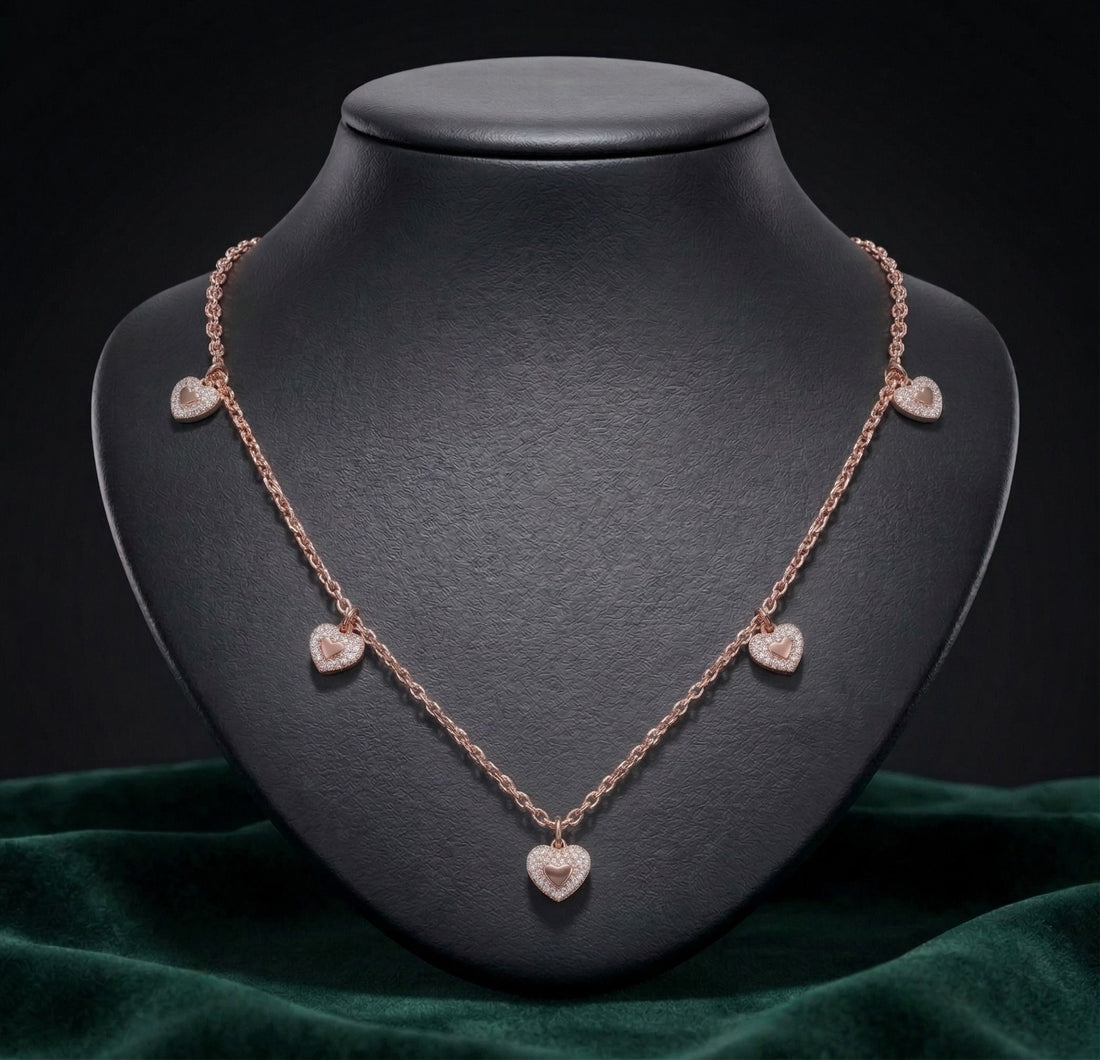 925 sterling silver Rose Gold Heart Pendant Necklace by Silvme, rose gold finish, an elegant accessory for her