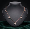Detailed rose gold styling on the Silvme Rose Gold Heart Pendant Necklace in polished 925 silver