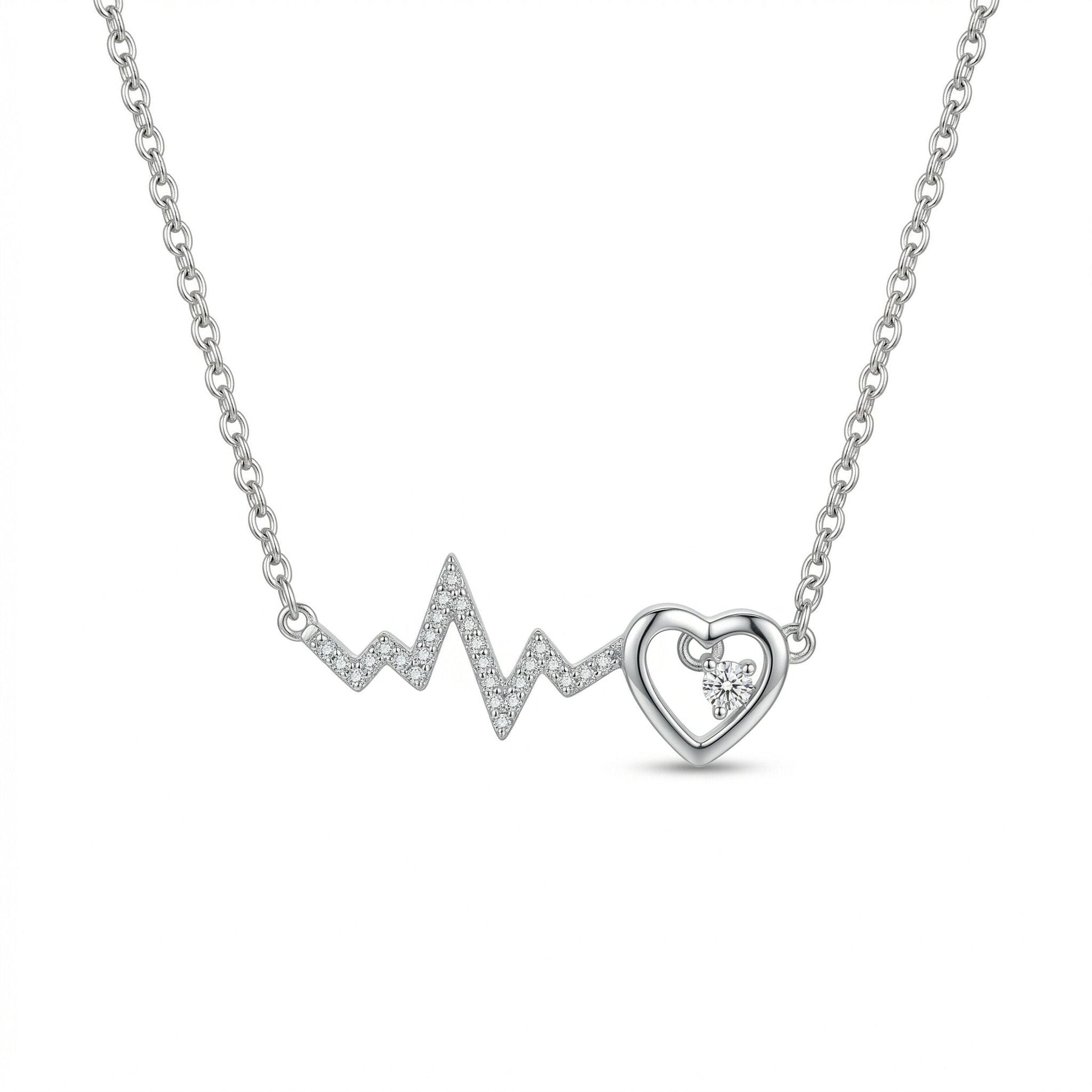 Silvme Heartbeat Pendant Necklace, crafted in 925 sterling silver for women, refined silver accessory