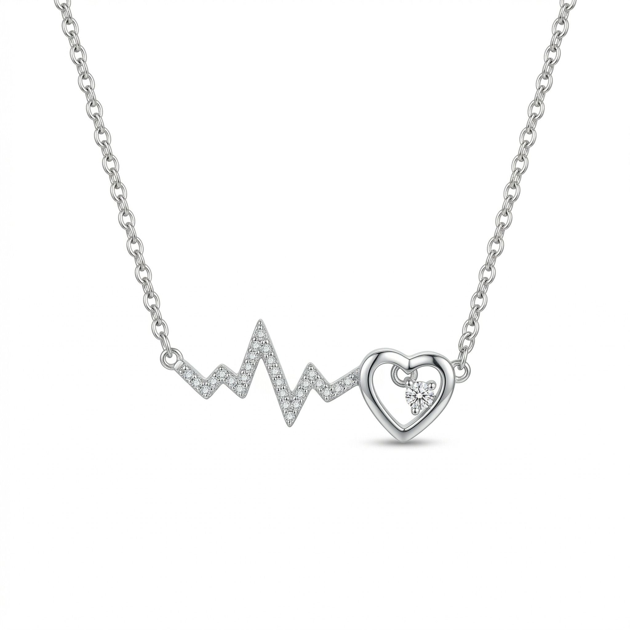 Silvme Heartbeat 925 Sterling Silver Pendant Necklace