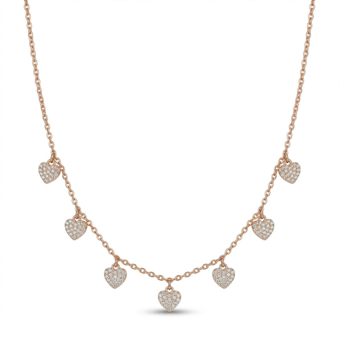 Silvme Rose Gold Heart Dangle Pendant Necklace, rose gold finish, crafted in 925 sterling silver for women