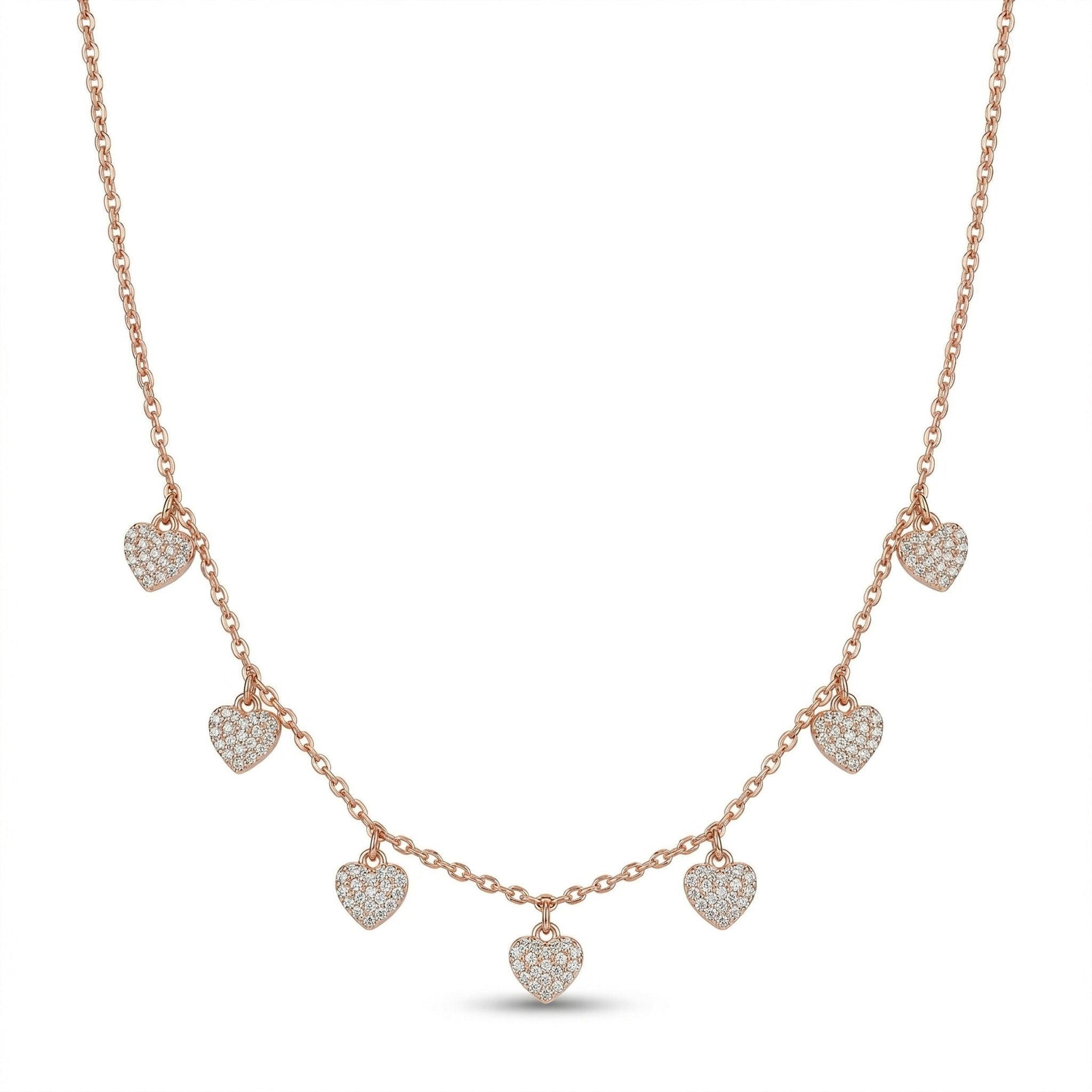 Silvme Rose Gold Heart Dangle Pendant Necklace, rose gold finish, crafted in 925 sterling silver for women