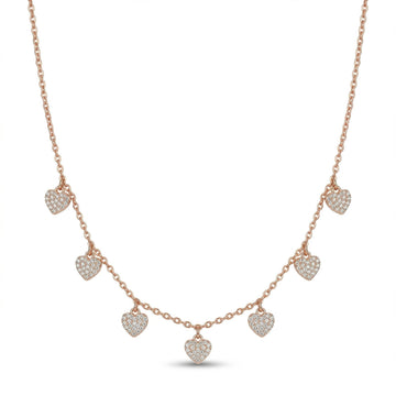 Silvme Rose Gold Heart Dangle Pendant Necklace, rose gold finish, crafted in 925 sterling silver for women