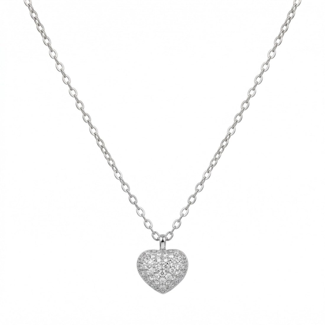 Silvme Sparkle Heart Pendant Necklace in 925 sterling silver, jewellery for women, ideal as a Valentine gift
