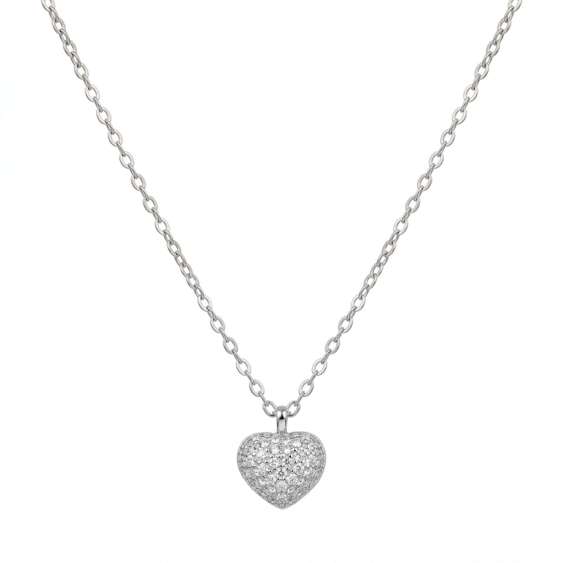 Silvme Sparkle Heart Pendant Necklace in 925 sterling silver, jewellery for women, ideal as a Valentine gift