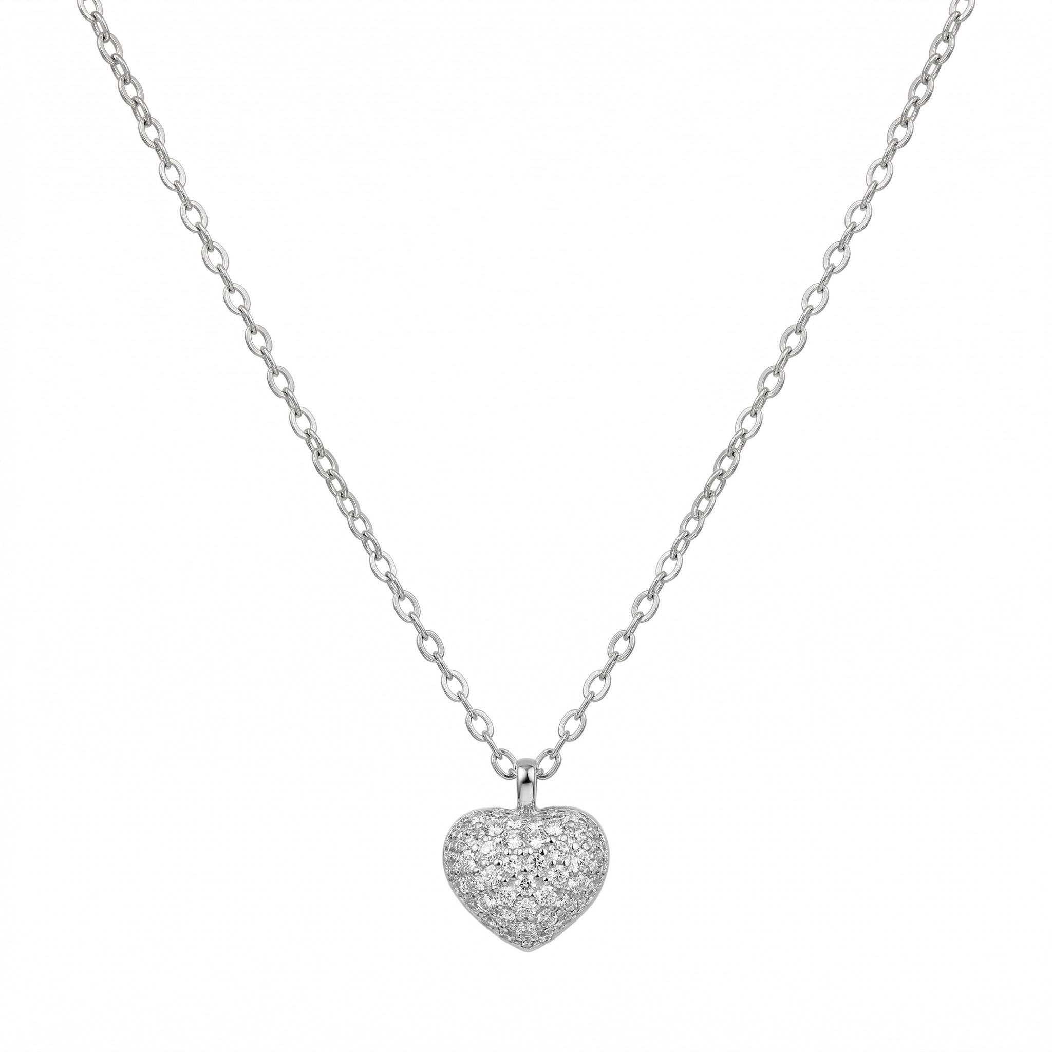 Silvme Sparkle Heart 925 Sterling Silver Pendant Necklace