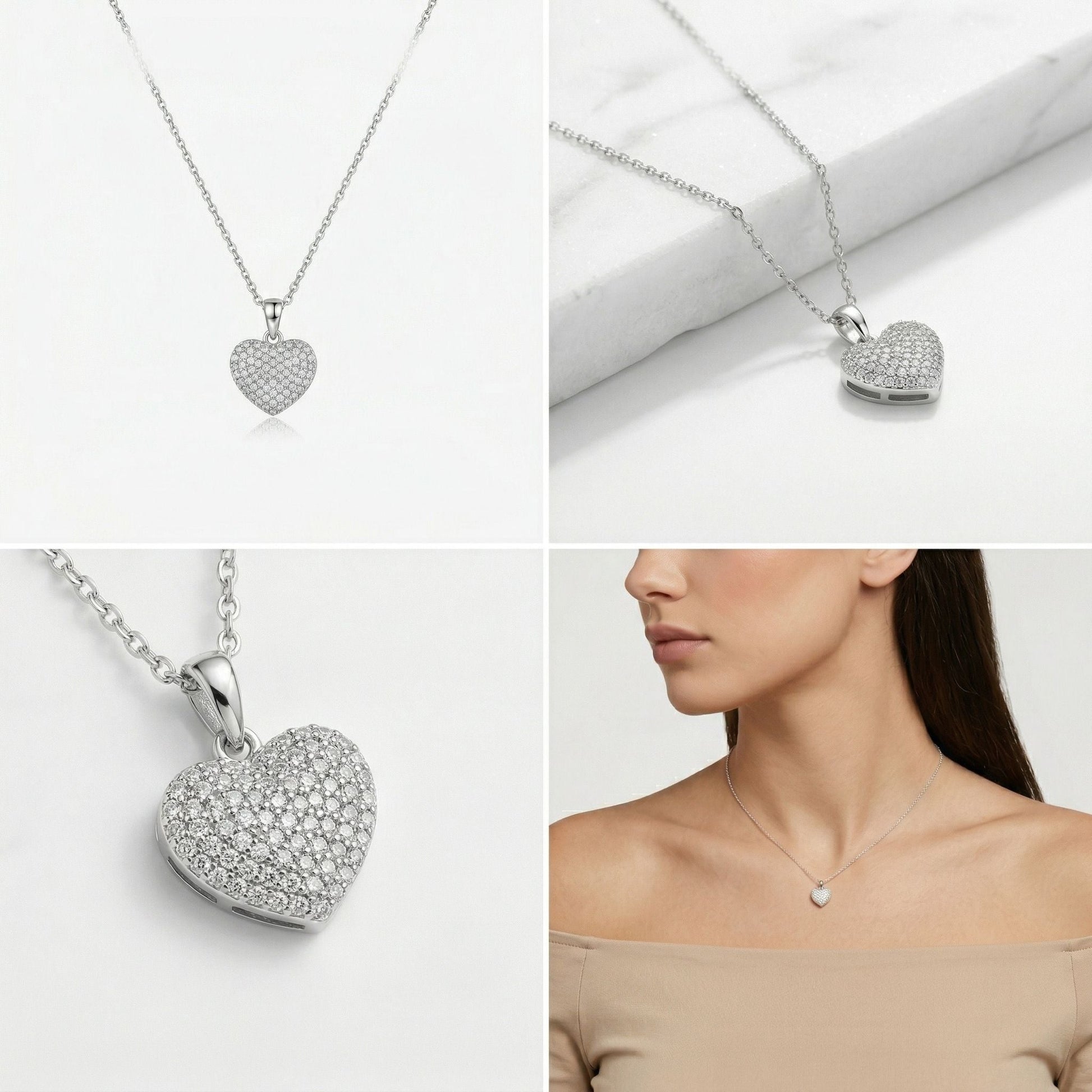 925 silver Sparkle Heart Pendant Necklace by Silvme, made for daily wear, timeless everyday elegance
