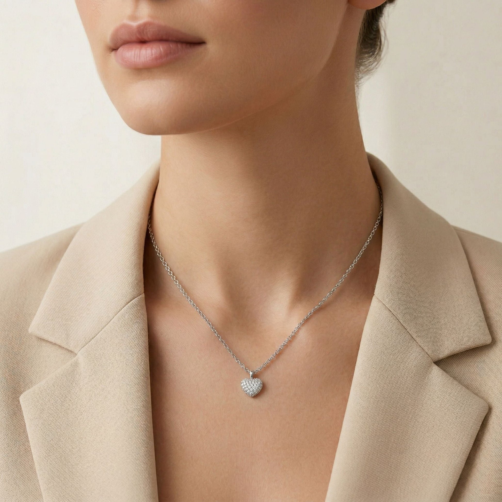 925 sterling silver 925 purity on the Silvme Sparkle Heart Pendant Necklace in 925 sterling silver, luxury silver design