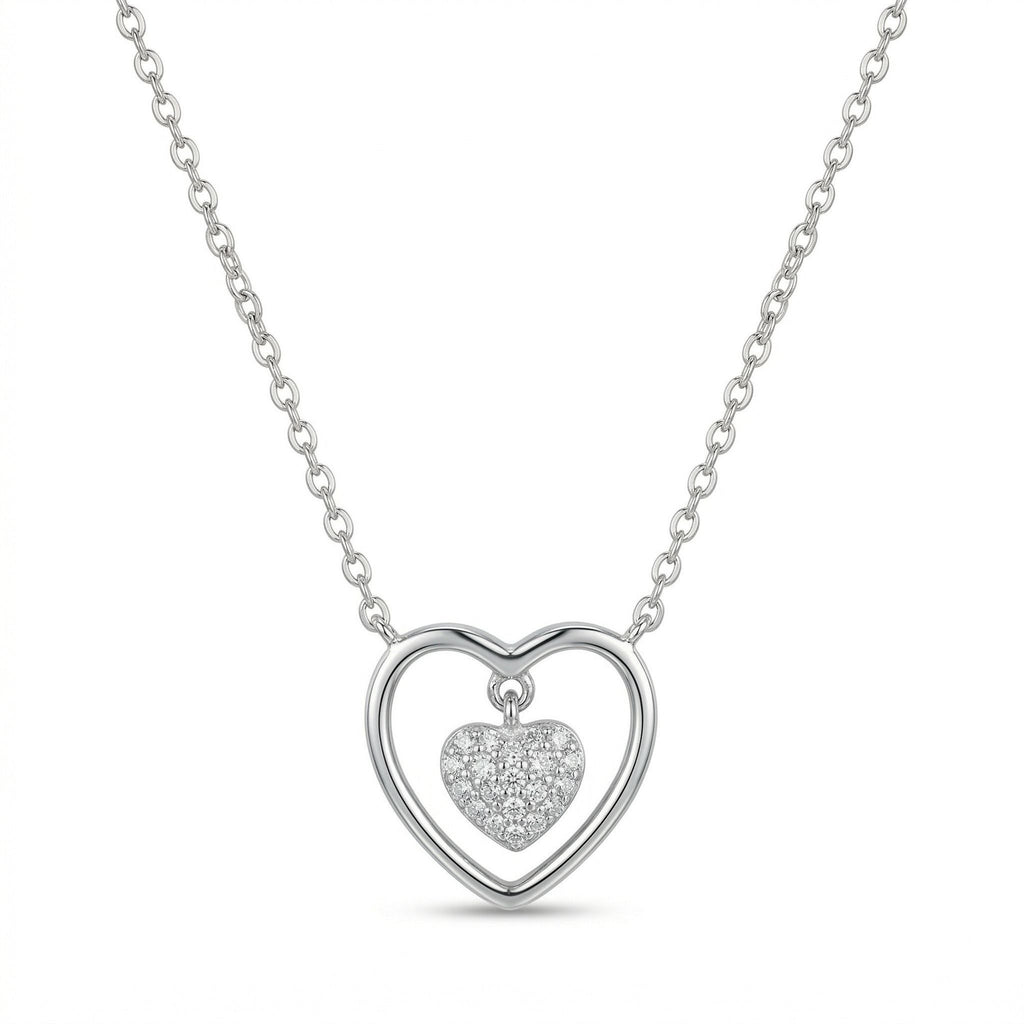 Silvme Double Heart 925 Sterling Silver Pendant Necklace