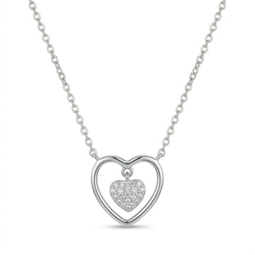 Silvme Double Heart Pendant Necklace in 925 sterling silver, jewellery for women, a graceful gift for her