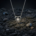 Silvme Double Heart Pendant Necklace with its softly polished 925 silver surface, ideal for daily wear