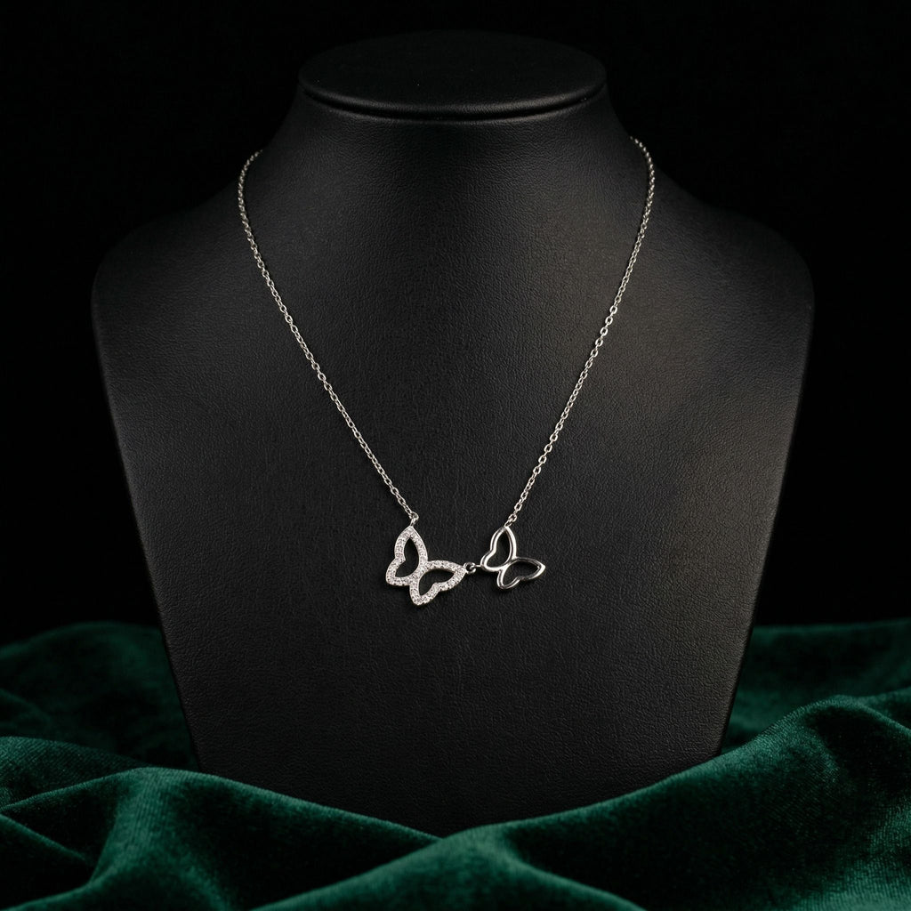 Silvme Double Butterfly 925 Sterling Silver Necklace — View 2