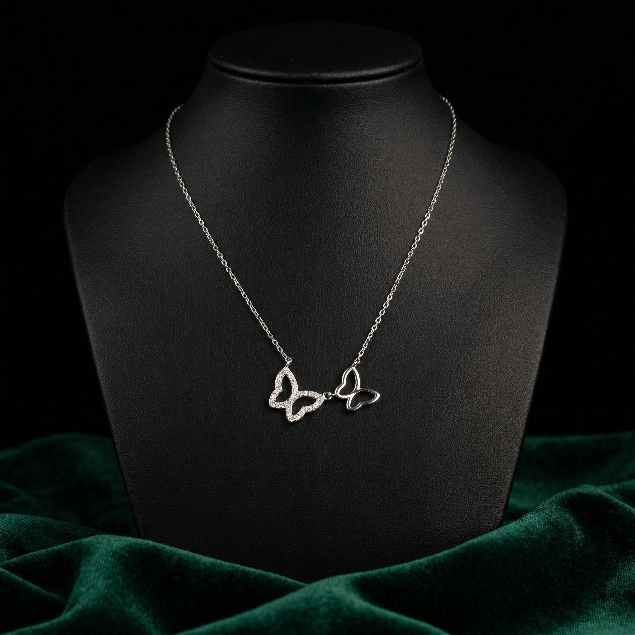 Silvme Double Butterfly 925 Sterling Silver Necklace — View 2
