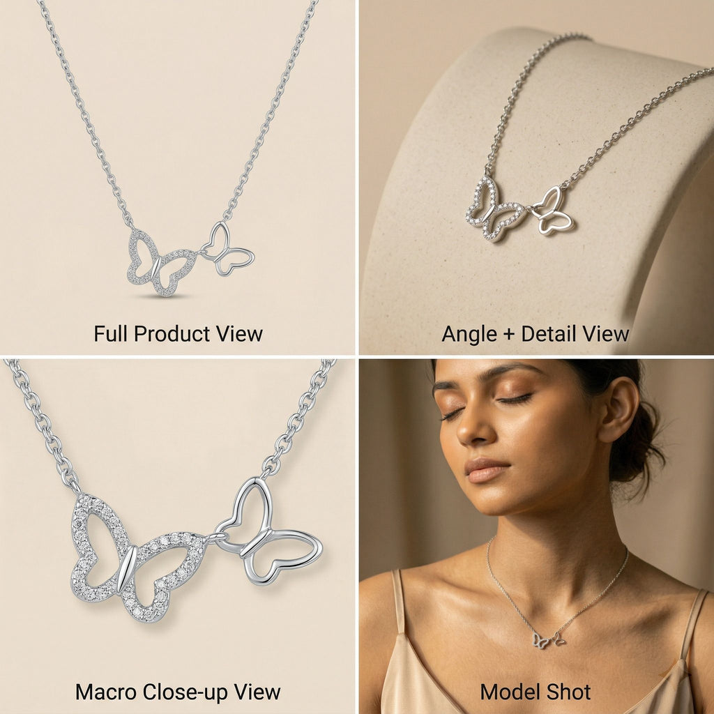 Silvme Double Butterfly 925 Sterling Silver Necklace — View 4