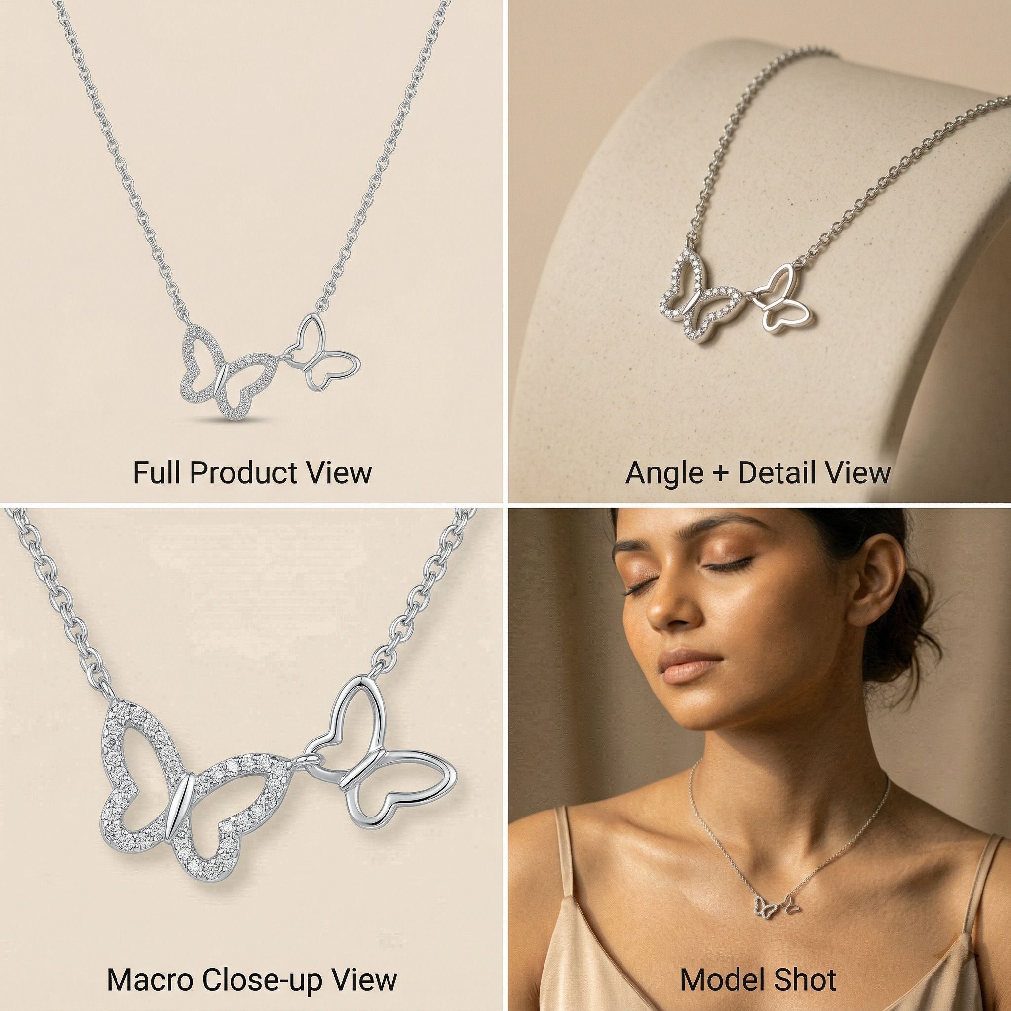 Silvme Double Butterfly 925 Sterling Silver Necklace — View 4
