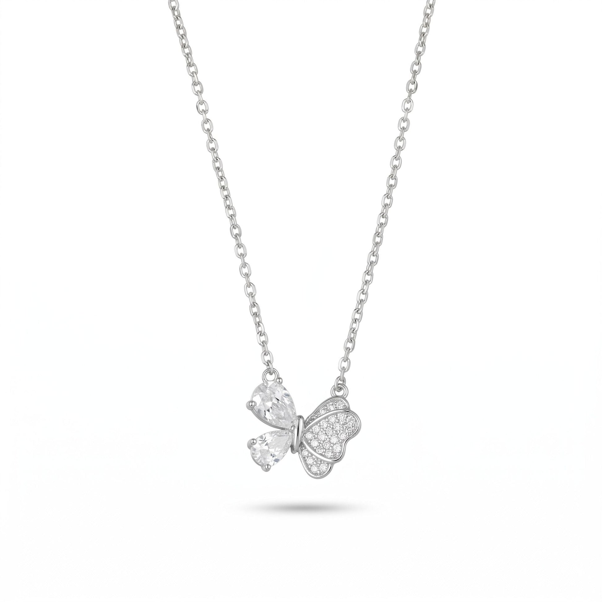 Silvme Sparkling Butterfly Pendant Necklace, crafted in 925 sterling silver for women, timeless everyday elegance