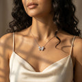 Silvme Sparkling Butterfly Pendant Necklace in 925 silver, styled for bridal wear, a graceful gift for her