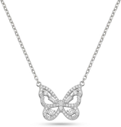 Silvme Pure 925 Sterling Silver Wing Butterfly Pendant Necklace for Women & Girls