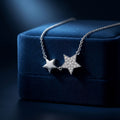 Silvme Double Star Pendant Necklace in 925 sterling silver, styled for daily wear for women