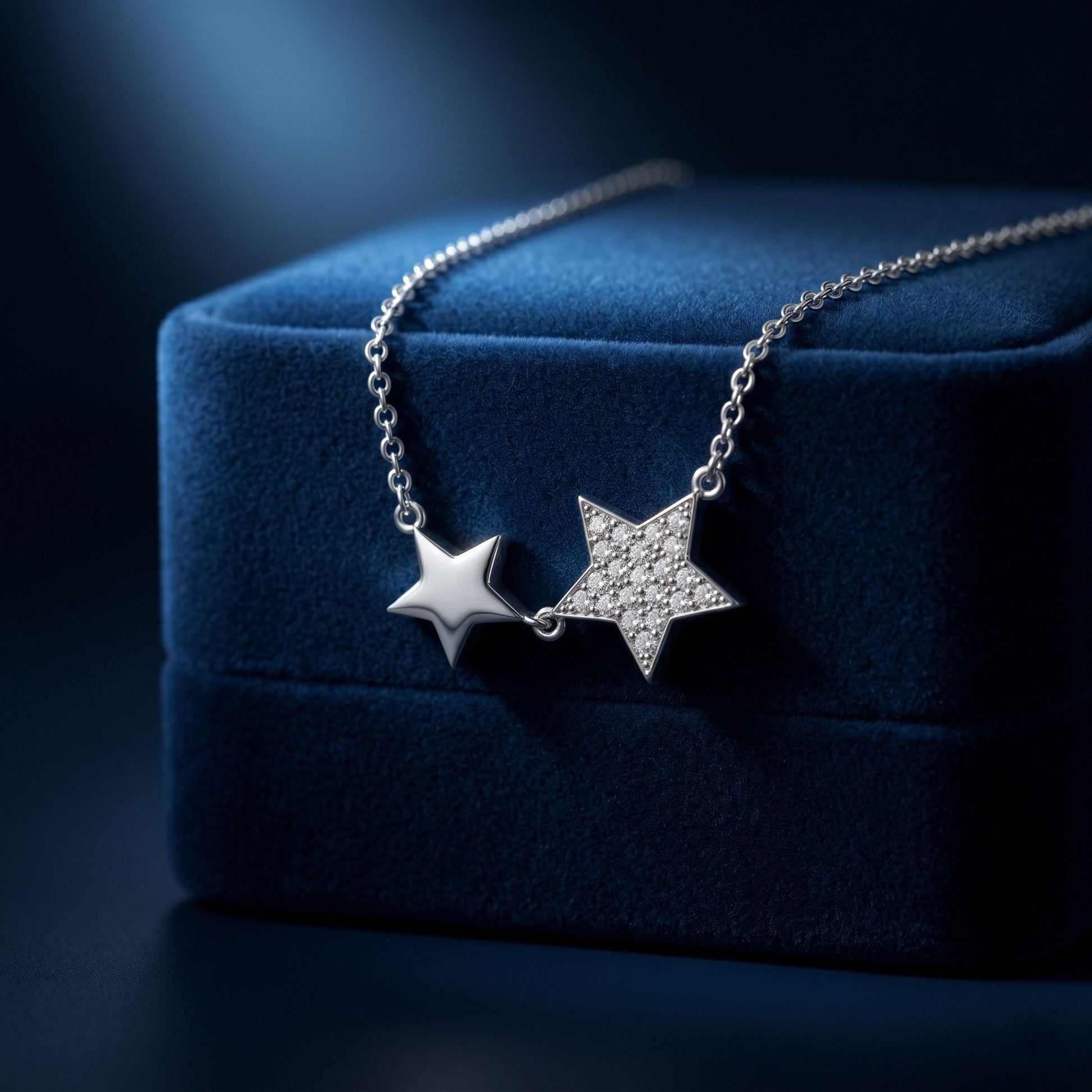 Silvme Double Star Pendant Necklace in 925 sterling silver, styled for daily wear for women