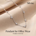 Detailed star station styling on the Silvme Star Station Pendant Necklace in polished 925 sterling silver