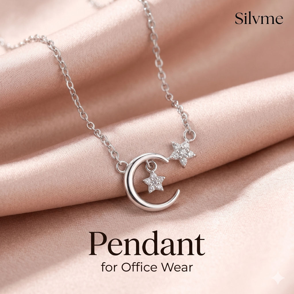 Silvme Moon & Star 925 Sterling Silver Necklace — View 4