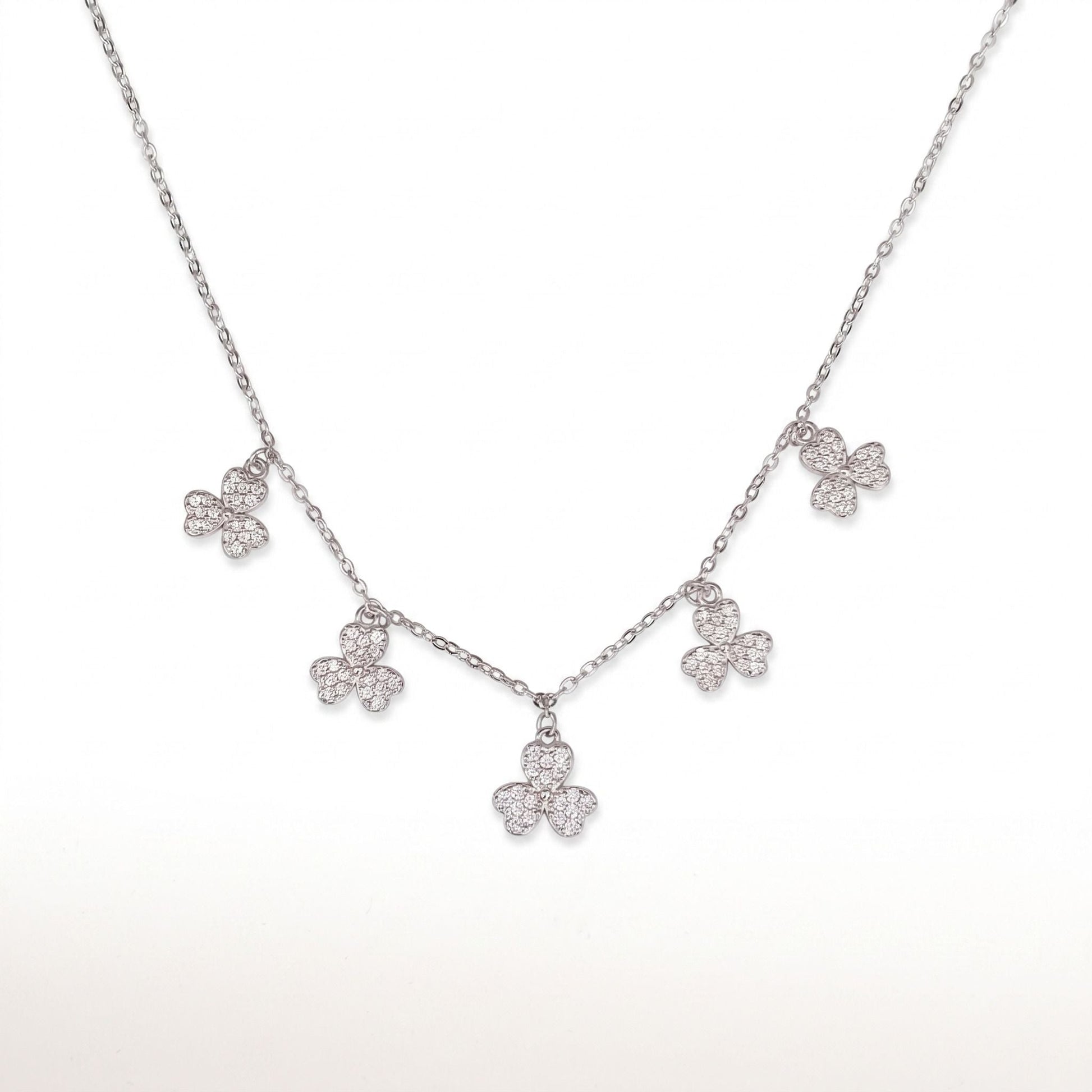 Silvme Multi Clover Pendant Necklace in 925 sterling silver, jewellery for women, a graceful gift for her