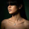 925 sterling silver Pinwheel Flower Pendant Necklace by Silvme, made for party wear, luxury silver design