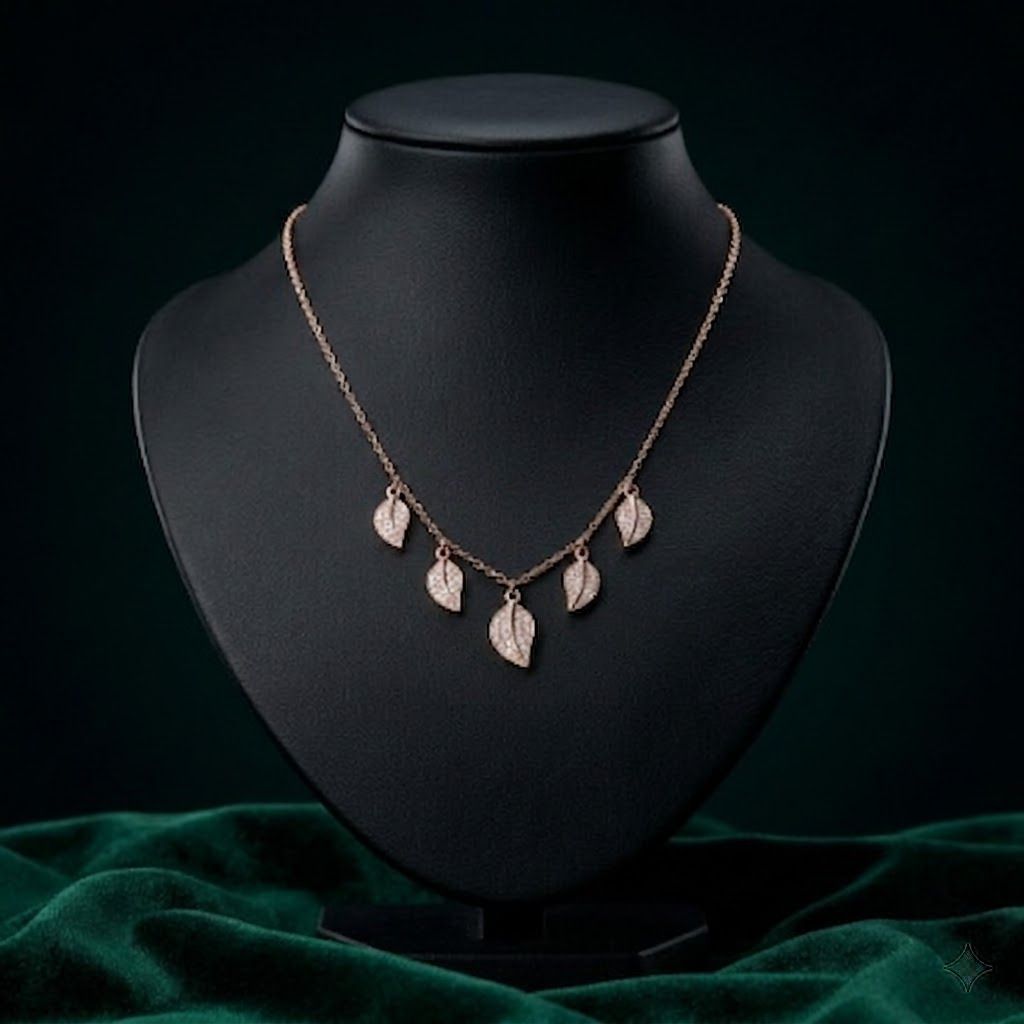 Silvme Rose Gold Leaf Dangle Pendant Necklace with its softly polished 925 silver surface, timeless everyday elegance
