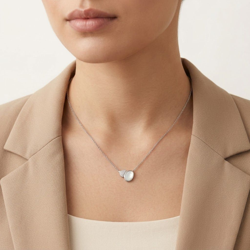 Silvme Pearl Wing Pendant Necklace showcasing its pearl wing design in 925 sterling silver