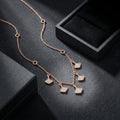 Rose Gold design detail on the Silvme Rose Gold Multi Fan Pendant Necklace, crafted in polished 925 silver