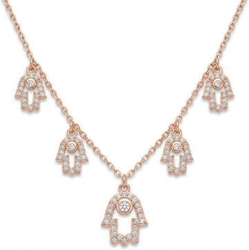 925 sterling silver Rose Gold Hamsa Hand Pendant Necklace by Silvme, rose gold finish, an elegant accessory for her