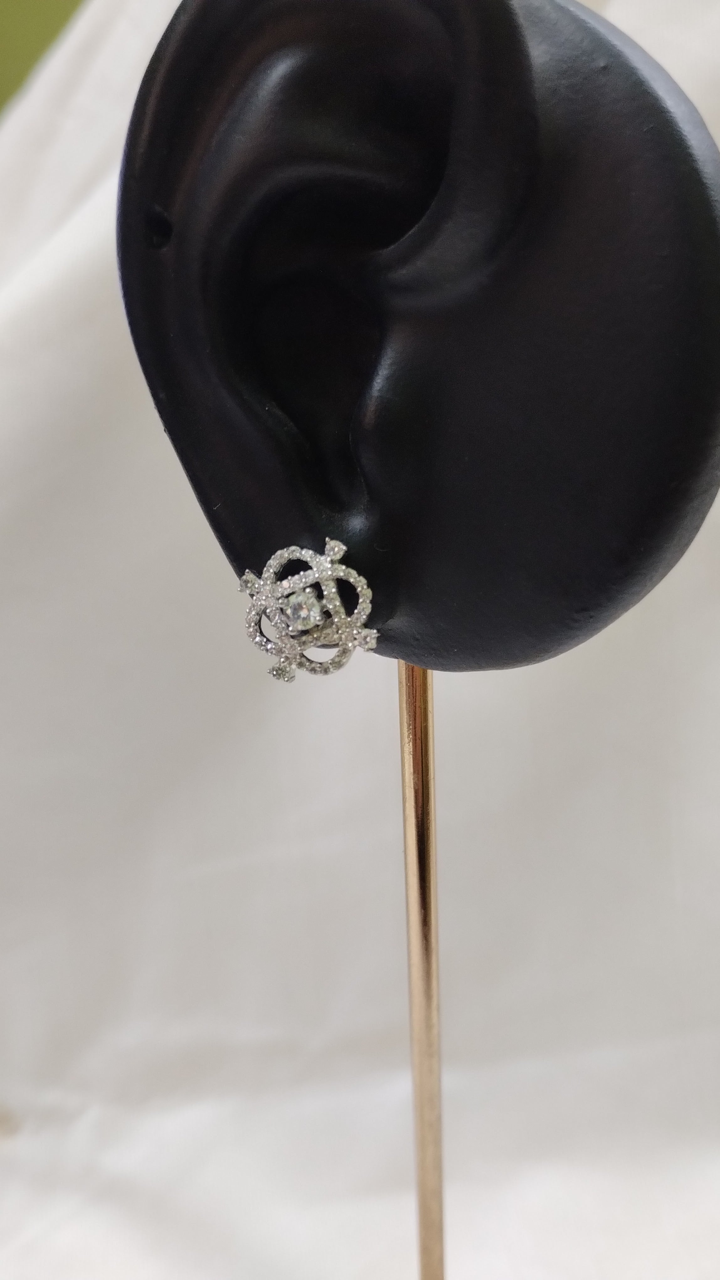 Silvme Pure 925 Sterling Silver Diamond Frame CZ Solitaire Stud Earrings — View 2