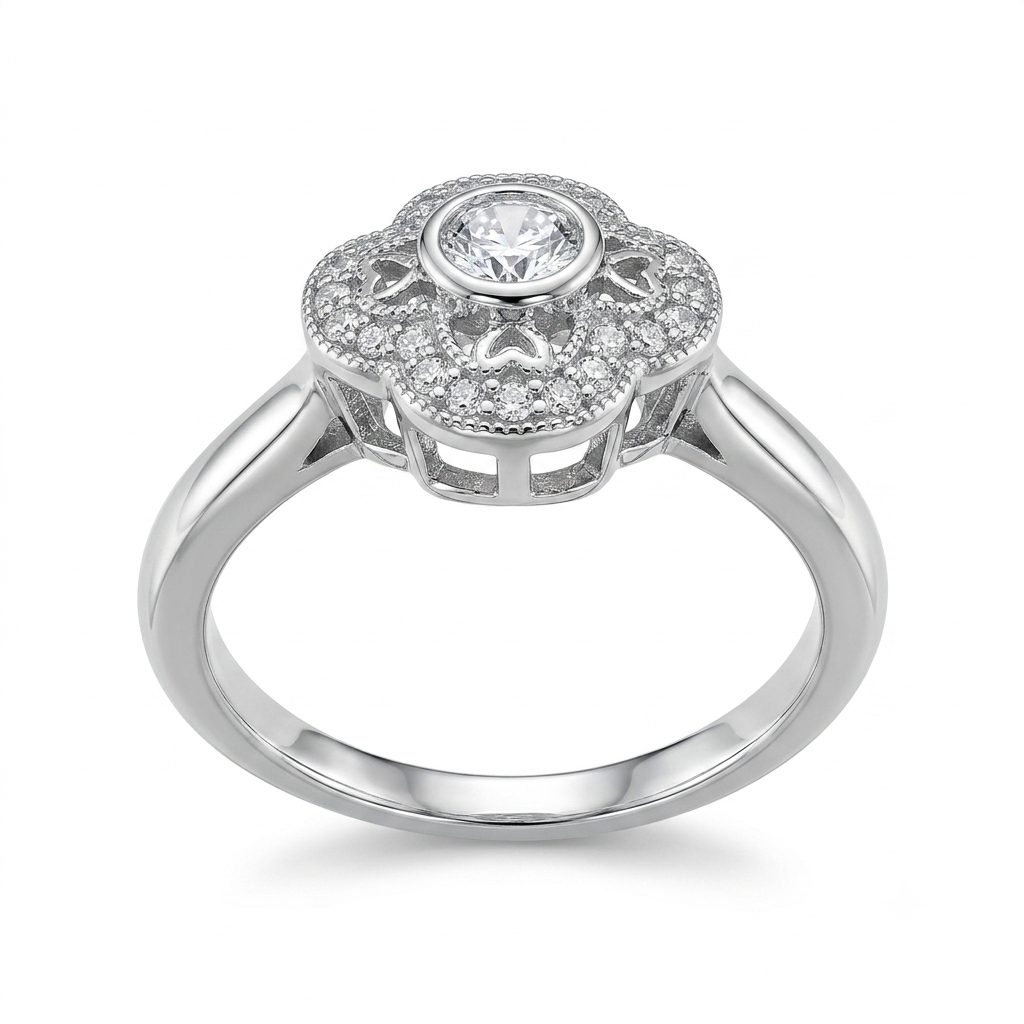 Silvme Braided 925 sterling silver ring for women — front view on white background