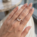 Silvme Leaf Design 925 sterling silver ring for women — top view